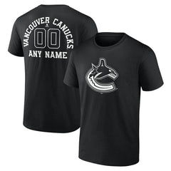 Vancouver Canucks - Personalized Name & Number Monochrome T-Shirt Black
