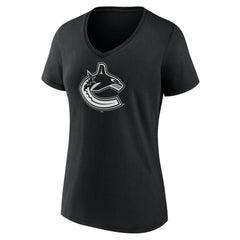 Vancouver Canucks - Women's Personalized Name & Number Monochrome V-Neck T-Shirt Black
