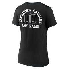 Vancouver Canucks - Women's Personalized Name & Number Monochrome V-Neck T-Shirt Black