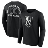 Vegas Golden Knights Personalized Name & Number Monochrome Long Sleeve T-Shirt Black