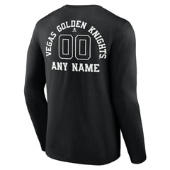 Vegas Golden Knights Personalized Name & Number Monochrome Long Sleeve T-Shirt Black