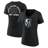 Vegas Golden Knights Women's Personalized Name & Number Monochrome V-Neck T-Shirt Black