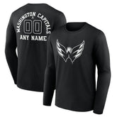 Washington Capitals Personalized Name & Number Monochrome Long Sleeve T-Shirt Black