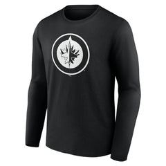 Winnipeg Jets - Personalized Name & Number Monochrome Long Sleeve T-Shirt Black