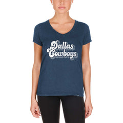 Dallas Cowboys New Era Women's Enzyme Wash Low V-Neck T-Shirt Navy - NFL