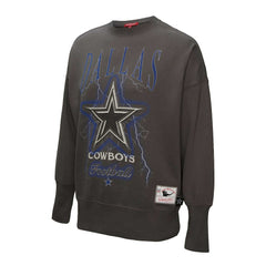 Dallas Cowboys Women's Distressed Logo 4.0 Pullover Sweatshirt Charcoal - Mitchell & Ness