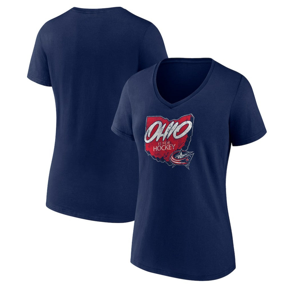 Columbus Blue Jackets - Women's Native V-Neck T-Shirt Navy