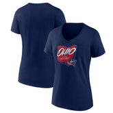 Columbus Blue Jackets - Women's Native V-Neck T-Shirt Navy
