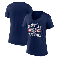 Nashville Predators - Women's Americana Team V-Neck T-Shirt Navy