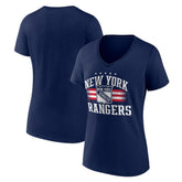 New York Rangers Women's Americana Team V-Neck T-Shirt Navy