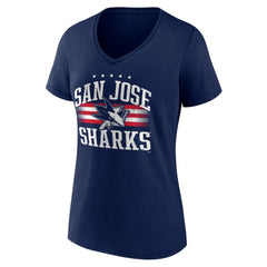 San Jose Sharks - Women's Americana Team V-Neck T-Shirt Navy