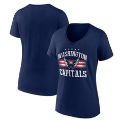 Washington Capitals Women's Americana Team V-Neck T-Shirt Navy
