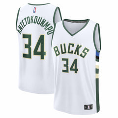 Fanatics - Giannis Antetokounmpo Milwaukee Bucks Youth Fast Break Replica Player Jersey - Association Edition - White