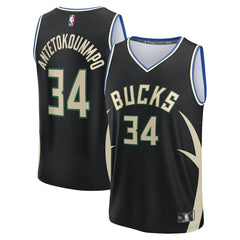 Fanatics - Giannis Antetokounmpo Milwaukee Bucks Youth Fast Break Replica Player Jersey - Statement Edition - Black