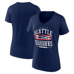 Seattle Seahawks Women's Americana Team V-Neck T-Shirt College Navy - NFL