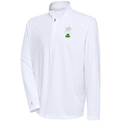 Dallas Stars - Antigua Shamrock Tribute Quarter-Zip Pullover Top White