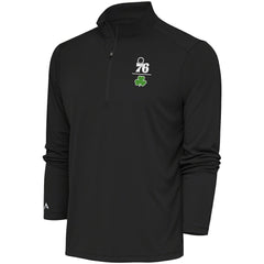NBA - Philadelphia 76ers Antigua Shamrock Tribute Quarter-Zip Pullover Top - Charcoal