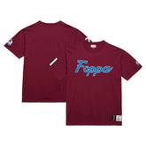 Peter Forsberg Colorado Avalanche - Mitchell & Ness Premium Nickname Vintage Logo T-Shirt Burgundy
