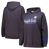 Toronto Maple Leafs - Fanatics Women's Plus Size Lightweight Fleece Raglan Pullover Hoodie Charcoal