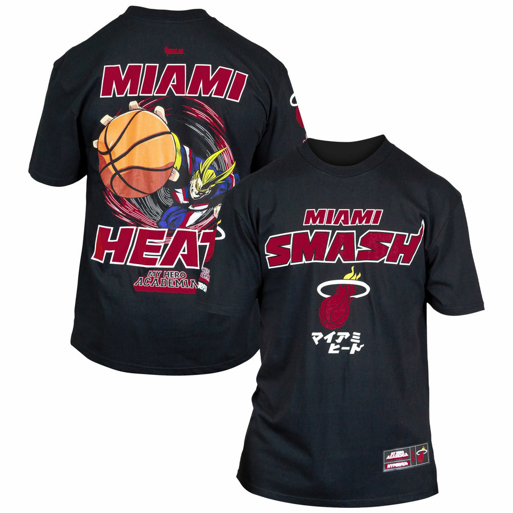 NBA - Miami Heat Hyperfly Unisex NBA x My Hero Academia All Might Smash T-Shirt - Black