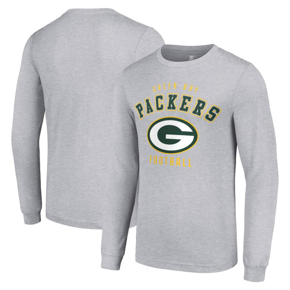 Green Bay Packers Starter Long Sleeve T-Shirt Heather Gray - NFL