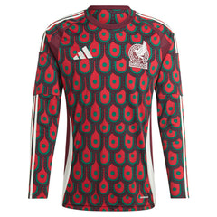 Adidas Mexico National Team 2024 Home Replica Long Sleeve Jerseys - Burgundy