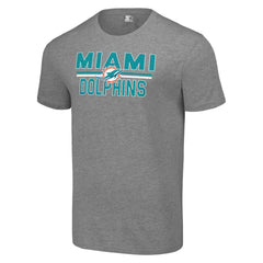 Miami Dolphins Starter Team Mesh Print Graphic T-Shirt Heather Gray - NFL