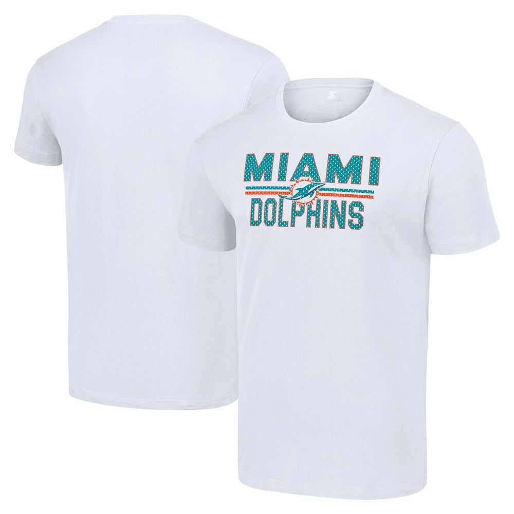 Miami Dolphins Starter Team Mesh Print Graphic T-Shirt White - NFL