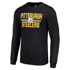 Pittsburgh Steelers Starter Team Mesh Print Graphic Long Sleeve T-Shirt Black - NFL