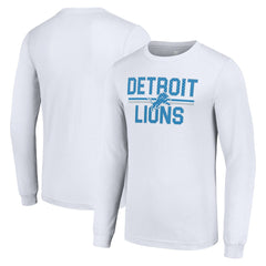 Detroit Lions Starter Team Mesh Print Graphic Long Sleeve T-Shirt White - NFL