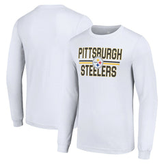 Pittsburgh Steelers Starter Team Mesh Print Graphic Long Sleeve T-Shirt White - NFL