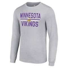 Minnesota Vikings Starter Team Mesh Print Graphic Long Sleeve T-Shirt Heather Gray - NFL