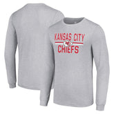 Kansas City Chiefs Starter Team Mesh Print Graphic Long Sleeve T-Shirt Heather Gray - NFL