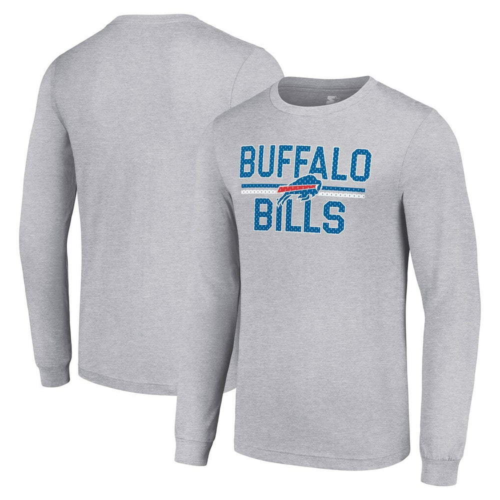 Buffalo Bills Starter Team Mesh Print Graphic Long Sleeve T-Shirt Heather Gray - NFL