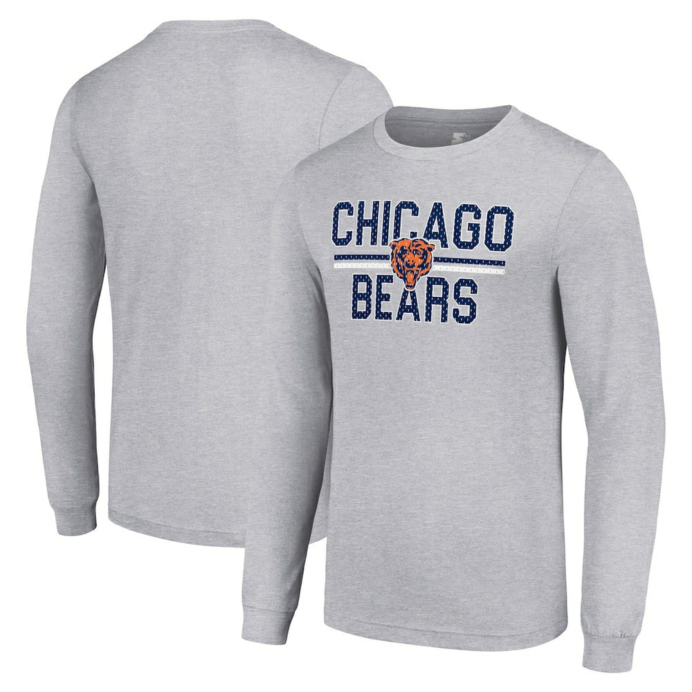 Chicago Bears Starter Team Mesh Print Graphic Long Sleeve T-Shirt Heather Gray - NFL