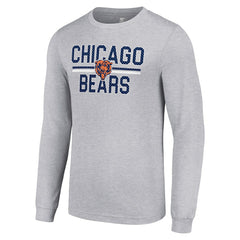Chicago Bears Starter Team Mesh Print Graphic Long Sleeve T-Shirt Heather Gray - NFL