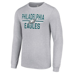 Philadelphia Eagles Starter Team Mesh Print Graphic Long Sleeve T-Shirt Heather Gray - NFL