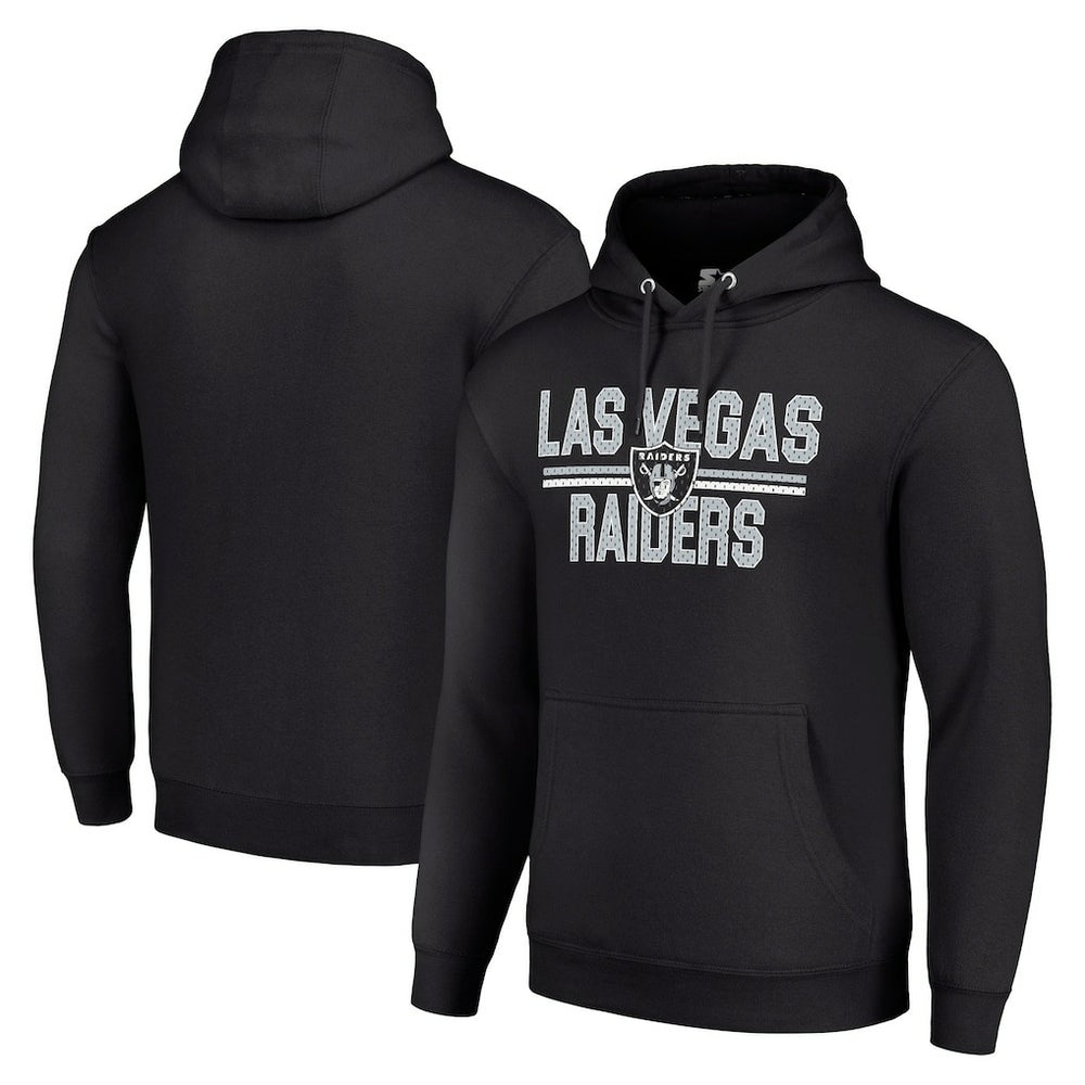 Las Vegas Raiders Starter Unisex Team Mesh Print Graphic Tri-Blend Pullover Hoodie Black - NFL