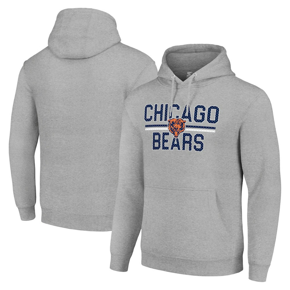 Chicago Bears Starter Unisex Team Mesh Print Graphic Tri-Blend Pullover Hoodie Heather Gray - NFL