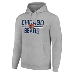 Chicago Bears Starter Unisex Team Mesh Print Graphic Tri-Blend Pullover Hoodie Heather Gray - NFL