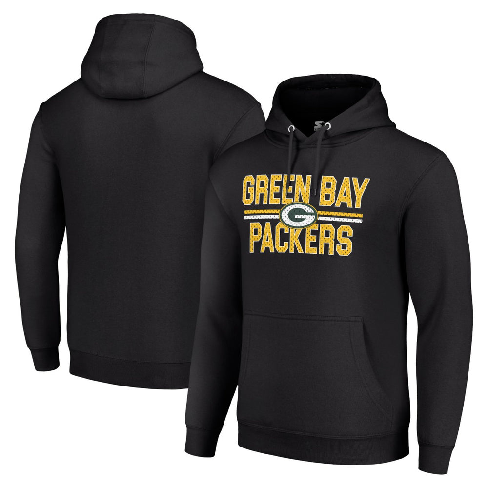 Green Bay Packers Starter Unisex Team Mesh Print Graphic Tri-Blend Pullover Hoodie Black - NFL