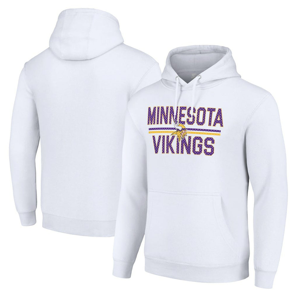 Minnesota Vikings Starter Unisex Team Mesh Print Graphic Tri-Blend Pullover Hoodie White - NFL