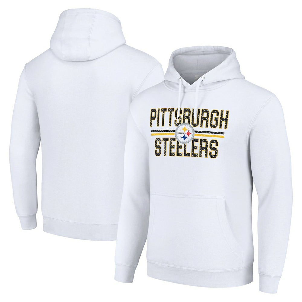 Pittsburgh Steelers Starter Unisex Team Mesh Print Graphic Tri-Blend Pullover Hoodie White - NFL