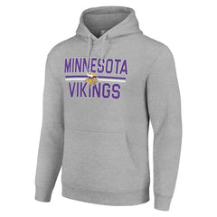 Minnesota Vikings Starter Unisex Team Mesh Print Graphic Tri-Blend Pullover Hoodie Heather Gray - NFL