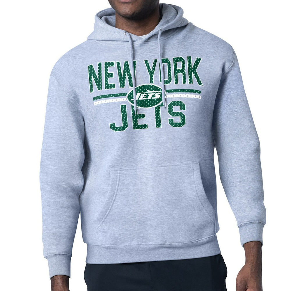 New York Jets Starter Unisex Team Mesh Print Graphic Tri-Blend Pullover Hoodie Heather Gray - NFL