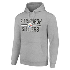 Pittsburgh Steelers Starter Unisex Team Mesh Print Graphic Tri-Blend Pullover Hoodie Heather Gray - NFL