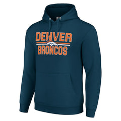 Denver Broncos Starter Unisex Team Mesh Print Graphic Tri-Blend Pullover Hoodie Navy - NFL