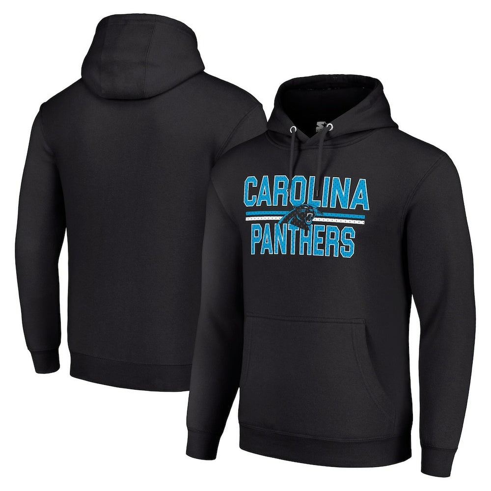 Carolina Panthers Starter Unisex Team Mesh Print Graphic Tri-Blend Pullover Hoodie Black - NFL