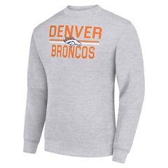 Denver Broncos Starter Team Mesh Print Graphic Pullover Sweatshirt Heather Gray - NFL