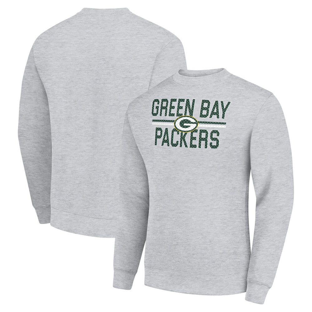 Green Bay Packers Starter Team Mesh Print Graphic Pullover Sweatshirt Heather Gray - NFL